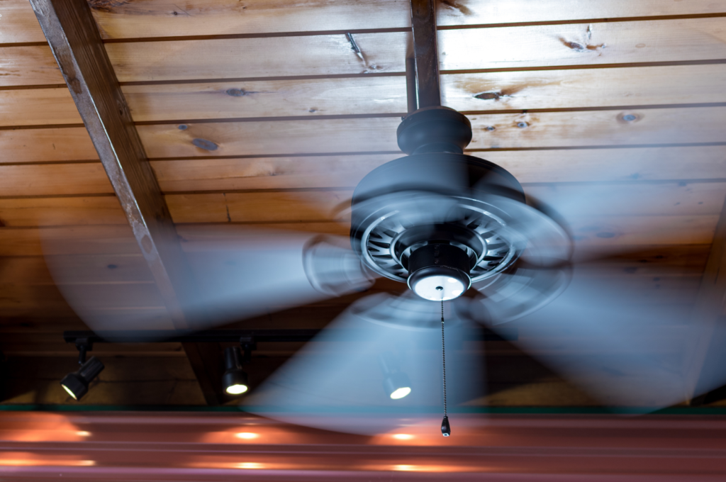 spinning indoor ceiling fan