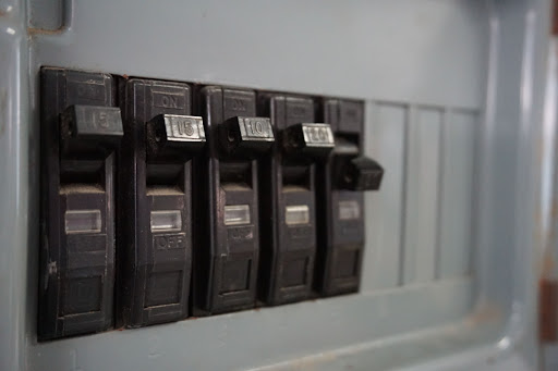A close-up of circuit breakers.